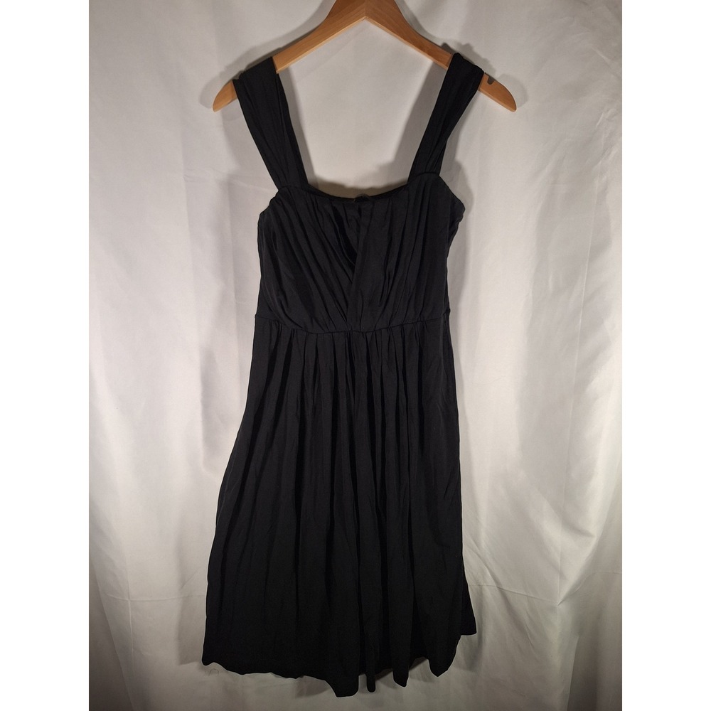 Weekend‎ Max Mara Black Pleated Jersey Knit Sleeveless Midi Dress Size M